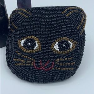 Sequin Black Kitty Coin purse.